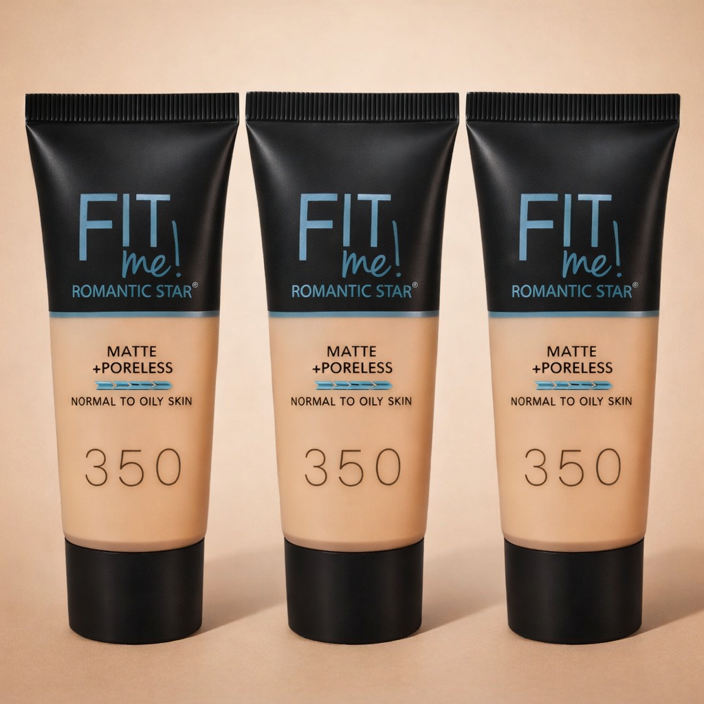 Fit Me! Romantic Star Matte + Poreless Liquid Foundation (Shade 350) – Oil-Controlling, Pore-Blurring Long-Wear Foundation for Normal to Oily Skin