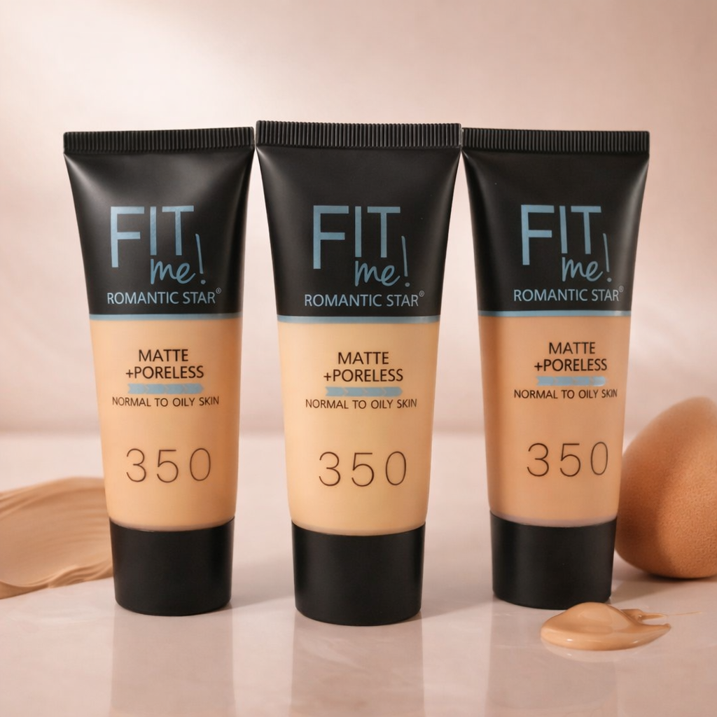 Fit Me! Romantic Star Matte + Poreless Liquid Foundation (Shade 350) – Oil-Controlling, Pore-Blurring Long-Wear Foundation for Normal to Oily Skin