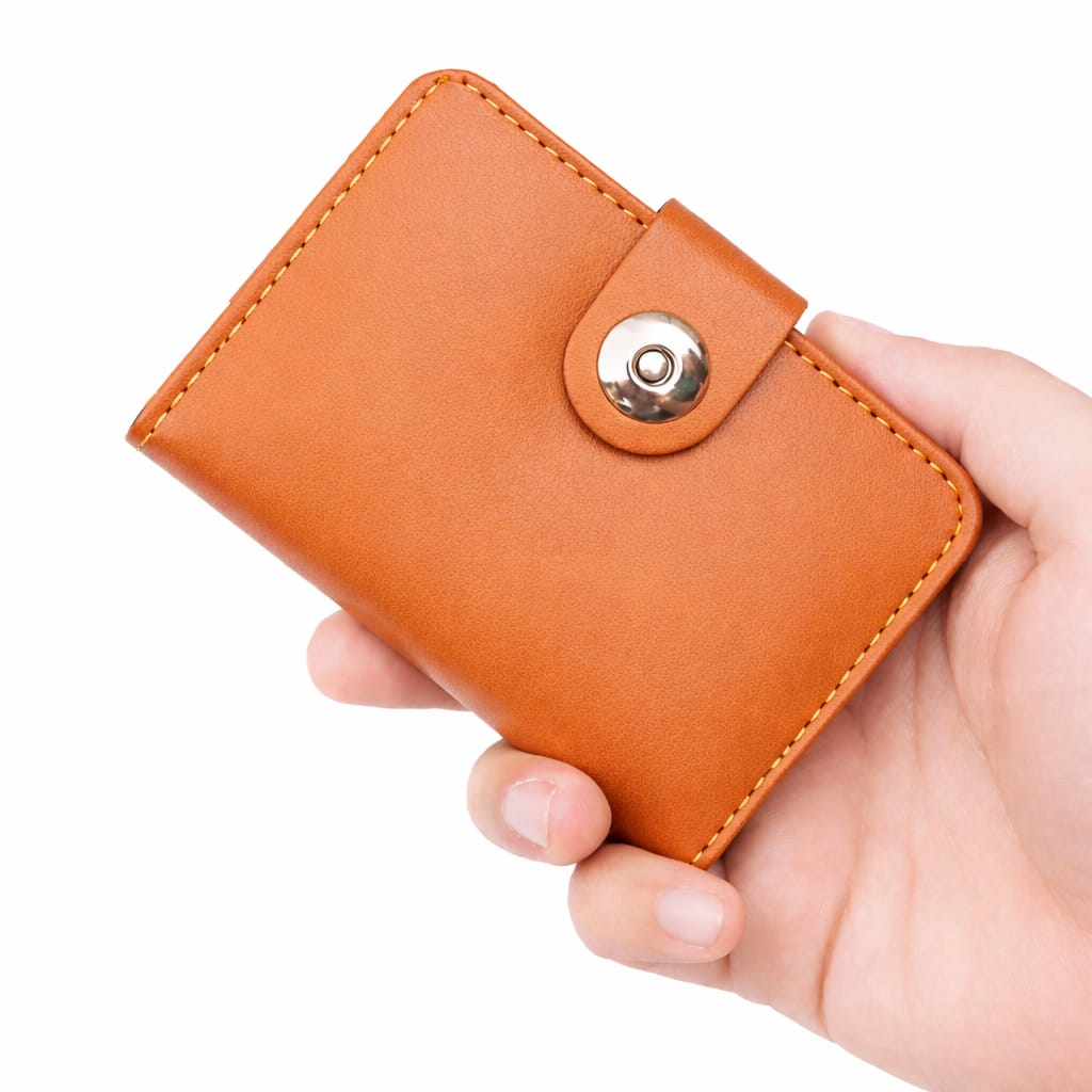 Boy's Leather Wallet Black Mustard Brown Snap Closure Compact Bifold Wallet for Kids & Teens (Color Black)